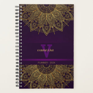 Goldener Mandala-Monogramm-Planer Planer