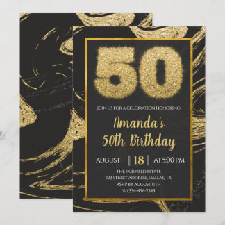 Goldener Marmor 50. Geburtstag Einladung