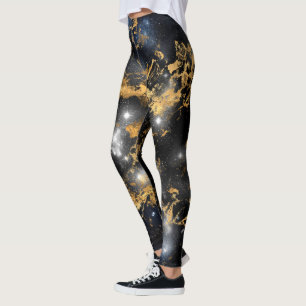 Goldener Marmor Dunkle Sternennacht Weltraumliebha Leggings