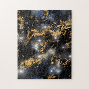 Goldener Marmor Dunkle Sternennacht Weltraumliebha Puzzle