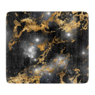 Goldener Marmor Dunkle Sternennacht Weltraumliebha Schneidebrett
