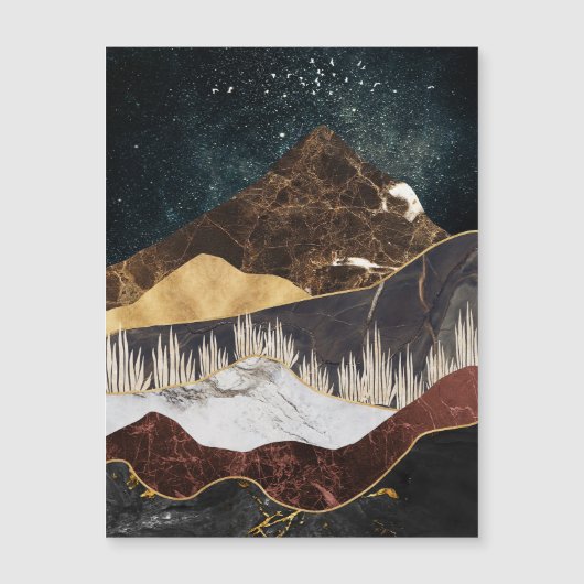 Goldener Marmorberg unter dem Sternenhimmel Magnetkarte (Vorderseite)