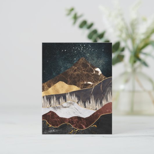 Goldener Marmorberg unter dem Sternenhimmel Postkarte (Stehend Vorderseite)