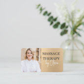 Goldener Massagetherapeut QR-Code Wellness-Spa  Visitenkarte (Stehend Vorderseite)