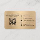 Goldener Massagetherapeut QR-Code Wellness-Spa  Visitenkarte (Rückseite)