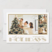 Goldener Mehrfach-Foto-Happy Feiertagskarte (Vorderseite)