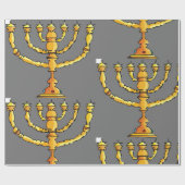 Goldener Menora-Judenkerzenhalter Geschenkpapier (Flach)