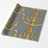 Goldener Menora-Judenkerzenhalter Geschenkpapier (Ungerollt)