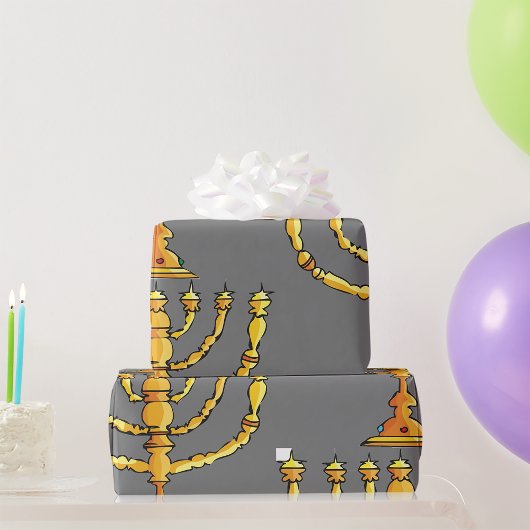 Goldener Menora-Judenkerzenhalter Geschenkpapier