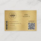 Goldener Metalleffekt QR Code Verbindung mit uns Visitenkarte (Vorderseite)
