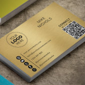 Goldener Metalleffekt QR Code Verbindung mit uns Visitenkarte