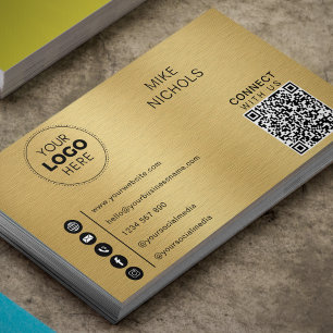 Goldener Metalleffekt QR Code Verbindung mit uns Visitenkarte