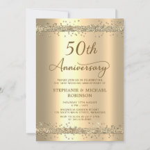 Goldener Metallic-Glitter zur 50. Hochzeitstag-Fei