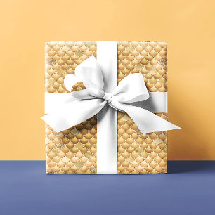 Goldener Metallic-Look Schuppen der Meerjungfrau Geschenkpapier