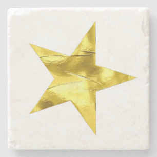 Goldener metallischer Stern stilvoll chic Steinuntersetzer