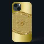 Goldener Metalllook mit Diamantmuster iPhone 13 Hülle<br><div class="desc">Gold Farben glänzend metallisch mit gelben Tines Diamanten Muster. Benutzerdefiniertes und optionales Monogramm</div>