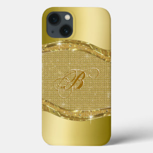Goldener Metalllook mit Diamantmuster iPhone 13 Hülle