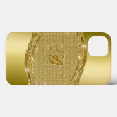 Goldener Metalllook mit Diamantmuster Case-Mate iPhone Hülle (Rückseite (Horizontal))