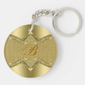 Goldener Metalllook mit Diamanttextur Schlüsselanhänger (Rückseite)
