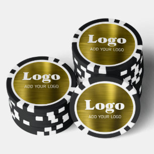 Goldener Metallstil Individuelles Geschäftslogo Ca Pokerchips