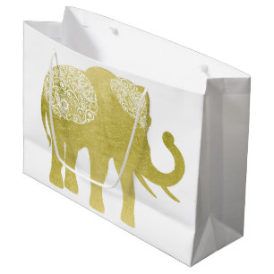 Goldener mit Filigran geschmückter Elefant Große Geschenktüte