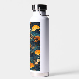 Goldener Mond Berg Nachthimmel Lotos Blumenmuster Trinkflasche