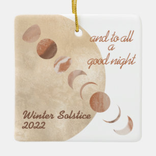 Goldener Mond - Phasen Wintersolstice Keramikornament