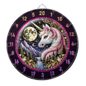 Goldener Mond strahlt Rosa Einhorn Elegante Dartscheibe (vorne)