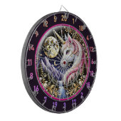 Goldener Mond strahlt Rosa Einhorn Elegante Dartscheibe (Vorderseite Links)