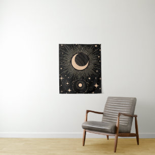 Goldener Mond und Sonne Wandteppich