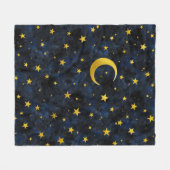 Goldener Mond und Sterne auf dunkelblauem Marmor Fleecedecke (Vorderseite (Horizontal))