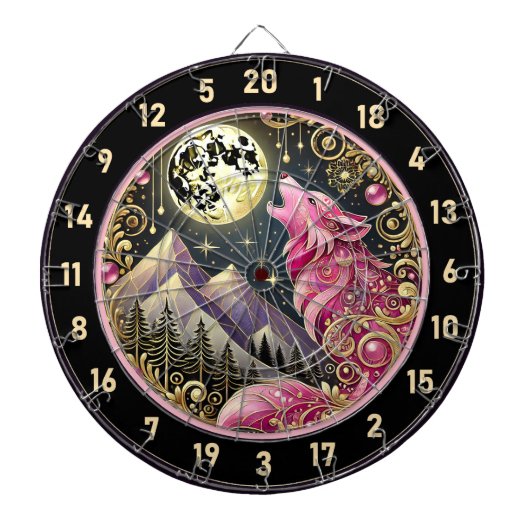 Goldener Mond verkörpert die Eleganz von Pink Wolf Dartscheibe (vorne)