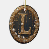 Goldener Monogramm Anfangsbuchstabe L Keramik Ornament (Rechts)