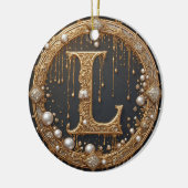 Goldener Monogramm Anfangsbuchstabe L Keramik Ornament (Links)