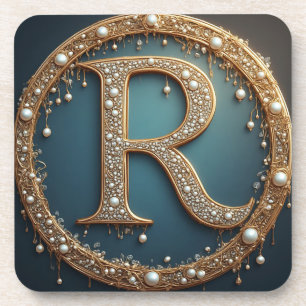 Goldener Monogramm Anfangsbuchstabe R Getränkeuntersetzer