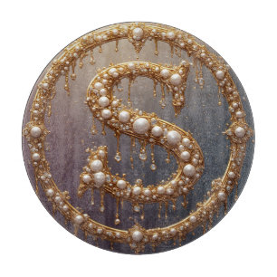 Goldener Monogramm Anfangsbuchstabe S Schneidebrett