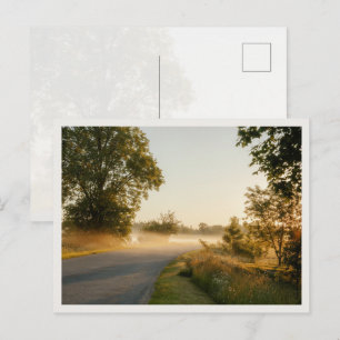 Goldener Morgennebel Landsch aftsstraße Postkarte