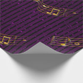 Goldener Musiknoten-lila Glitzer Stripes GiftWrap Geschenkpapier (Ecke)