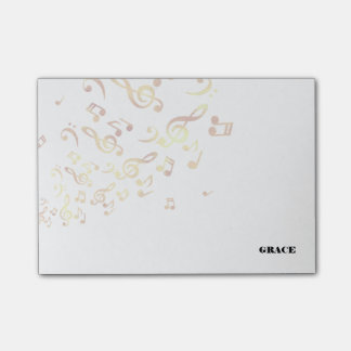 Goldener Musiknoten Post-it Klebezettel