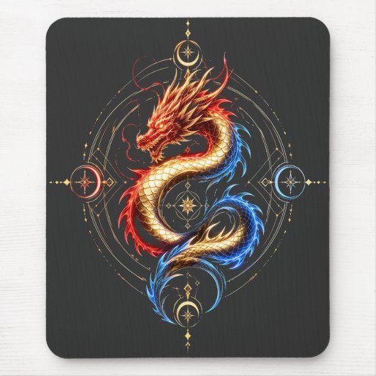 Goldener Mystischer Drache Luxus-Mauspad Mousepad (Vorne)