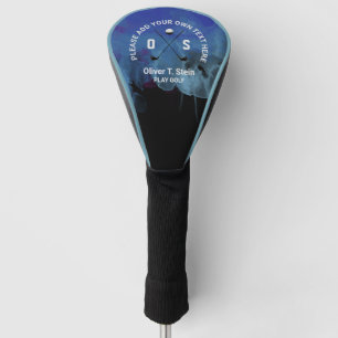 Goldener Name blau Golf Headcover