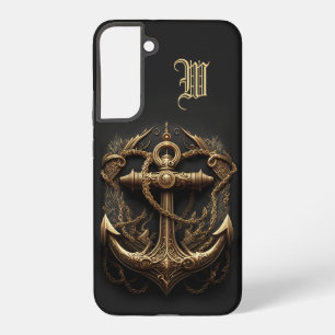 Goldener nautischer Anker-Monogramm Samsung Galaxy Hülle