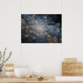 Goldener Nebel funkelt Mitternachtsblauer Kosmos Poster (Küche)