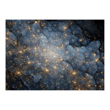 Goldener Nebel funkelt Mitternachtsblauer Kosmos