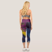 Goldener Nebel, Hellgelb, Blau, Silber Capri Leggings (Rückseite)