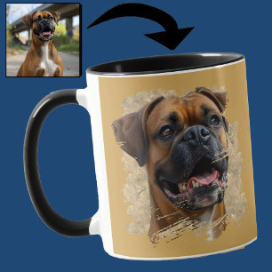 Goldener Nebel-Ringelblume-Schwarzer Boxer-Hundefr Tasse
