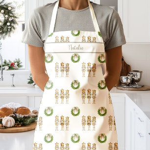 Goldener Nussknacker und Weihnachtsgirlande  Schürze
