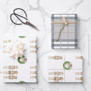 Goldener Nussknacker Weihnachten  Geschenkpapier Set