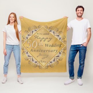 Goldener Ocker zum 50. Hochzeitstag Fleecedecke