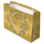 Goldener Ocker zum 50. Hochzeitstag Große Geschenktüte (Rückseite Schrägansicht)